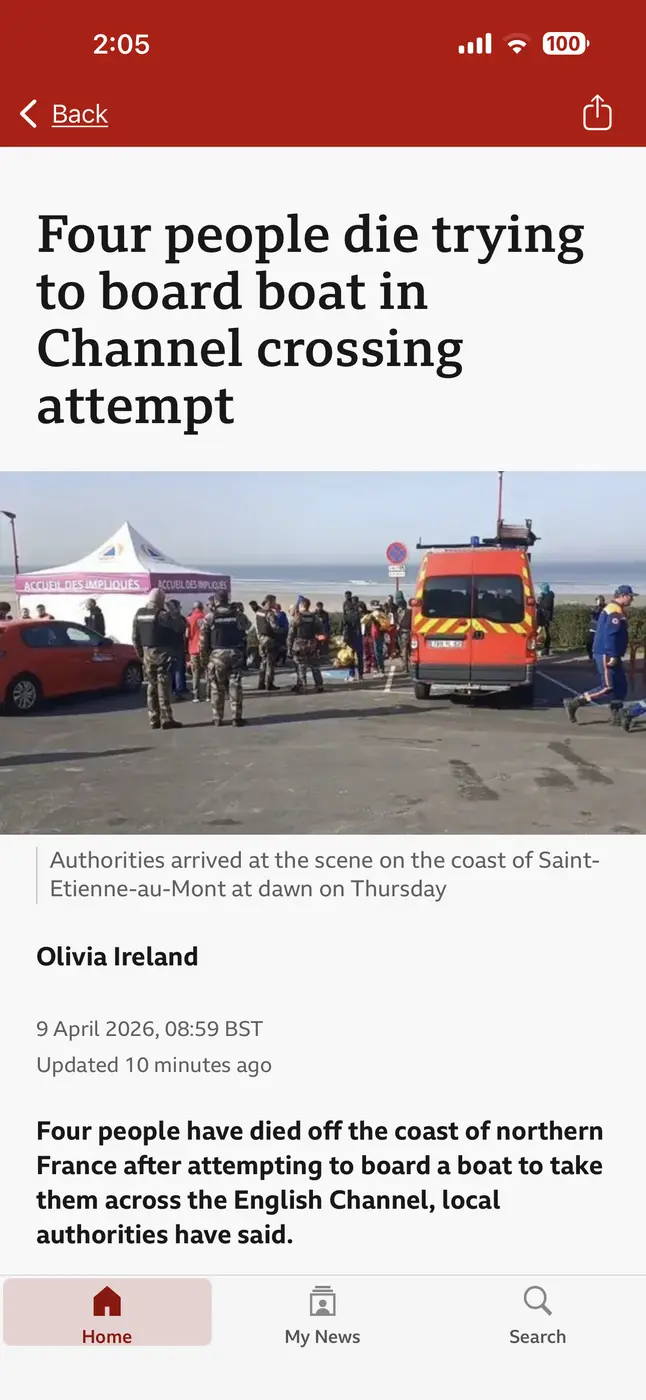 Tragedy again in the channel