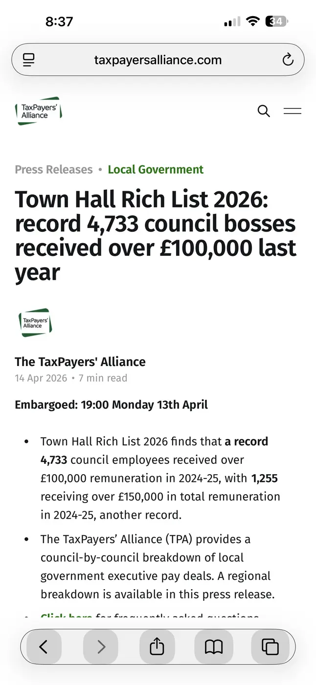320 council employees earning more than the PM and it will just get worse!